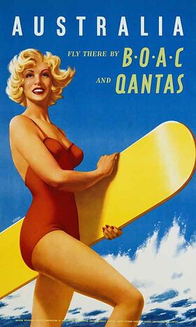 Australia,_Surfer_Girl - Vintage Travel Poster