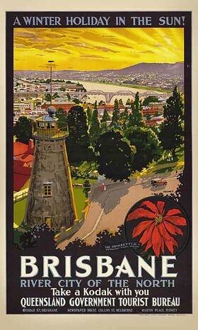 Brisbane,_River_City - Vintage Travel Poster