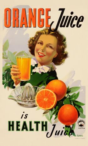 Orange Juice - Vintage Advertising Poster by James Northfield, as seen on The Block