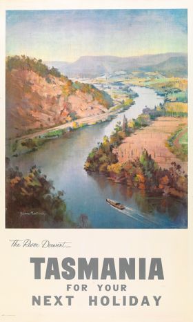 Tasmania - The River Derwent - Vintage Travel Poster by James Northfield