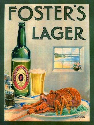 Foster's Lager with Crayfish - Vintage Advertising Poster