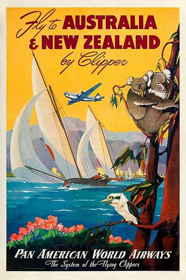 Australia and New Zealand by Clipper - Vintage Advertising Poster by James Northfield