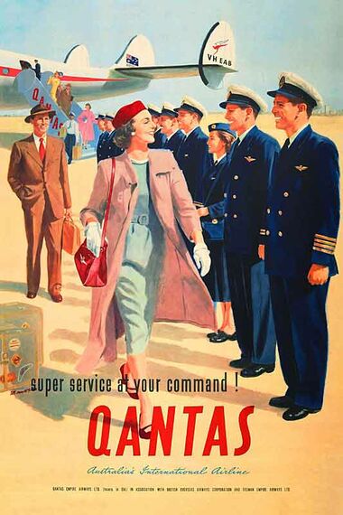 Qantas,_At_Your_Command! - Vintage Advertising Poster