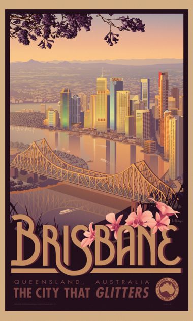 Brisbane - Australian Vintage Retro Travel Poster